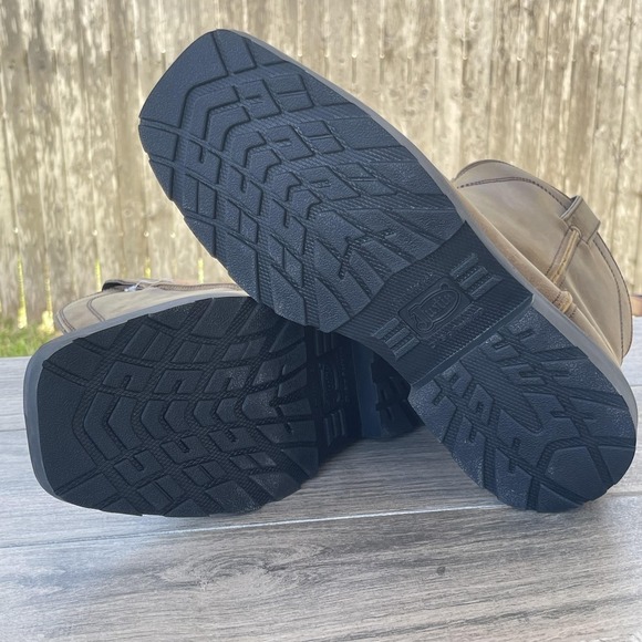 Justin Western Boots Men 8D Brown Leather Water Buffalo Safety EH SR MJ1015 NEW - Picture 11 of 13